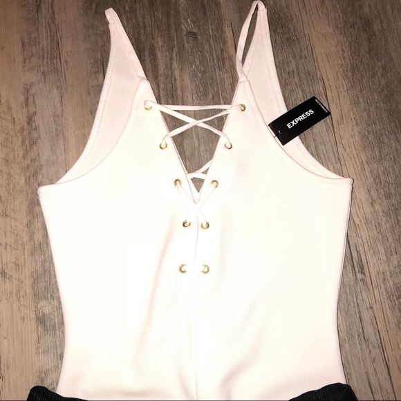 White Lace Up Body Suit - Picture 3 of 5